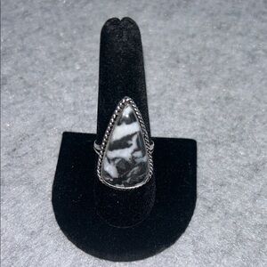 925 Sterling Silver White Buffalo Turquoise Stone Ring